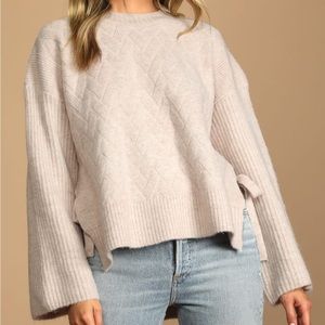 NWOT lulus Welcoming Winter Cream Knit Side-Tie Sweater